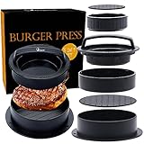Bugudog Burgerpresse,3 in 1 Set Burger Pattie Presse,Hamburgerpresse Hamburger Patty Maker Patty Presse Perfekte Grillzubehör Spülmaschinenfeste mit 100 Patty Papers für Patties Frikadellen, Schwarz