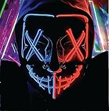 TK Gruppe Timo Klingler LED Grusel Maske - wie aus Purge für Halloween, Fasching & Karneval als Kostüm für Herren & Damen (rot/blau)