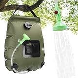 ASANMU Solar Duschtasche, 20L Campingdusche Solardusche Mobile Solardusche Camping Dusche Set Outdoor Gartendusche Solar Heizung Camping Dusche Tasche mit Temperatur Tragbare Reisedusche Wassersack