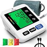 PANACARE 1.0 Vollautomatisch Oberarm Blutdruckmessgerät, 3-Farbiges Großes Display mit Hintergrundbeleuchtung| English Sprache | 2Users&198Daten| Manschette von 22-42cm