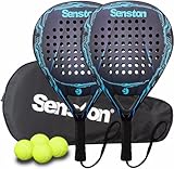 Senston Padelschläger für 2 Spieler, Beach Tennisschläger Carbon-Fiber Oberfläche mit Eva Memory Flex-Foam Kern