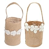 SOLUSTRE 2stücke Blumenmädchenkorb Mit Henkel Jute-blumenkorb Für Hochzeit Blumenkinderkörbchen Aus Jute Leicht Und Tragbar