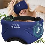 LC-dolida Schlafmaske mit Kopfhörern Bluetooth Schlafkopfhörer, Augenmaske mit Weicher Bambus Baumwolle für Frauen Herren, Augenabdeckung zum Schlafen Seitenschläfer mit Mikrofon