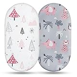 Soarwg Stubenwagen-Bettlaken für Baby Jungen und Mädchen, Spannbetttuch, Neutral, Passend für Rechteckige, Runde, Ovale, Sanduhr-Matratze, Flexibel