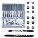 Ormromra Fineliner Stifte Set, 12 Stück Schwarz Stifte Fineliner Set, Tuschestift Filzstiften Wasserfest Pigment Stifte, Stifte für Künstler, Skizzieren, Illustrationen, Zeichnen