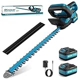 Heckenschere, Profi Akku-Heckenschere mit 2X 21V/4000mAh Akkus und Ladegerät, Heckenschere Elektrisch mit Hecken & Strauchschere mit 52cm Schnittlänge, Bürstenlosem Motor, Schnittdurchmesser 15 mm