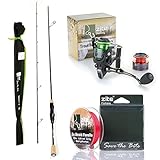 Zite Fishing UL Forellen Combo Angel-Set | Trout Spoon-Rute 190 cm | Ultra-Light Rolle 1000 3+1BB | 155m Angelschnur 3fach geflochten 0,06mm PE-Faser