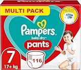 PAMPERS Hose Größe 7, Baby Dry Windeln, 116 Windeln (+ 17 kg)