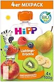 HiPP Bio Quetschie Mixpack Lieblingsfrüchte, 16 Stück (4er Pack mit je 4 x 100g), vier beliebtesten Sorten, ab 1 Jahr, ohne Zuckerzusatz, in bester Bio-Qualität
