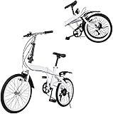 KKVUIIFF - 20 Zoll Klapprad, 6-Gang Klappfahrrad, Höhenverstellbar, Klappfahrräder für Frauen Männer, Gefaltetes Format 80 x 58 x 35cm