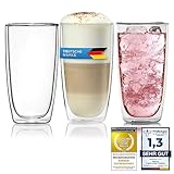 Dimono® Doppelwandiges Trinkglas 2er Set Wasserglas aus Borosilikatglas Latte Macchiato Longdrink- & Cocktailgläser (2 Stück)
