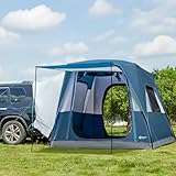 PORTAL Heckzelt 4-5 Personen 2 in 1 Auto Zelt mit Sonnensegel 305x245x220cm 3000mm wasserdicht Familienzelt Festivalzelt für Auto Reise Camping Blau