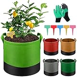 TAVADA Pflanzsack aus Vliesstoff - 5er Set 40 Liter Pflanztaschen - 10 Gallonen Pflanzsäcke Atmungsaktive Pflanzbeutel für Indoor & Outdoor Balkon Garten