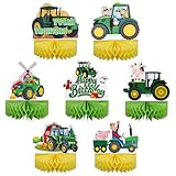 XIHIRCD 7 Stück Traktor Party Deko, Traktor Waben Tischaufsatz Bauernhof Geburtstagsparty Traktor Dekorationen Bauernhoftiere Traktor Themen Tischdekoration für Bauernhaus Kinder Babyparty