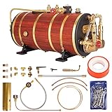 Joytopiaminds 1000 ml großer horizontaler Dampfkessel mit doppeltem Sicherheitsventil, Manometer und Kupferrohren für Schiffsmodelle und Mehrzylindermotoren – Physik-Experimentiergerät für Erwachsene
