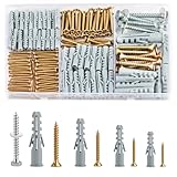 228 StkSchrauben Dübel Set, Gipskartondübel Schrauben Set, Betonschrauben und Dübel, Schlagdübel Sets mit Schrauben, Betondübel für Gipskartonplatten Mauerwerksziegel Betonwand Ankerbolzen