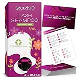 Professionelles Wimpernshampoo für Wimpernverlängerungen – 4 L Eco-Nachfüllung + 50 Pflegekarten – Salon-Wimpernreiniger, ölfrei, parfümfrei, Wimpernkonzentrat (4 Liter – Parfümfrei)