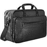 Mancro Aktentasche Herren Damen, 17 Zoll Business Laptoptasche Groß, wasserdichte Umhängetasche Messenger Bag, erweiterbare multifunktionale Computertasche für 17 Zoll Laptop Tablet Notebook,Schwarz