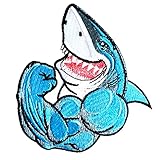 Fitness Shark Iron On Patch, Embroidered Sew On Patches Applique Repair Patch DIY Craft Accessories for Clothes Jacket Jeans Dress Backpacks