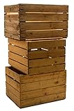 Kistenkolli Altes Land 3 Stück massive Obstkisten Weinkisten Apfelkisten Holzkisten Shabby Vintage Maße ca 49 x 42 x 31cmxxxgebrauchtxxx