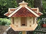 Vogelhaus Vogelhäuser-(V33)-Vogelfutterhaus Vogelhäuschen-aus Holz- Schreinerarbeit-Gaube Braun sehr Groß-