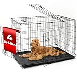 Hundetransportkäfig 3- türig, S-M-L-XL Hundetransportbox, Tiertransportbox, Hundebox, Hundekäfig, Auto Transportkäfig, Tier Reisebox Drahtkäfig für Hunde Welpe faltbar Schwarz