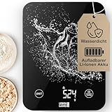 LEBENLANG Digitale Waage Küchenwaage Wasserdicht - USB Aufladbar & Inkl. Ladekabel I Bis 10 Kg I Waage Küchenwage für Food & Kitchen Scale I Elektronische Kuchenwagee Digitalwaage Küchenzubehör