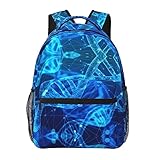 DEXNEL DNA-Ketten-Foto-Schulrucksack für Mädchen und Jungen, stilvoller College, Schule, Reisen, lässiger Tagesrucksack, Büchertasche, Schwarz , Einheitsgröße