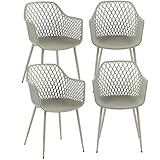 buybyroom Stühle 4er Set, Loungesessel Skandinavisch, Gartenstühle Bequemer,Terrassenmöbel 120 kg belastbar,Grau