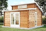 Alpholz Gartenhaus Lausitz-40 aus Massiv-Holz | Gerätehaus mit 40 mm Wandstärke | Garten Blockhaus inklusive Montagematerial | Geräteschuppen Größe: 420 x 420 cm | Pultdach