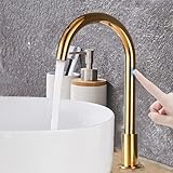 Sensor-Wasserhähne für Badezimmerwaschbecken, Warm- und Kaltwasserhähne, automatischer Sensor-Wasserhahn, Waschtischmischer, Messing, batteriebetrieben, Gold, B