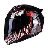 GoolRC Motorrad Integralhelm, Klapphelm mit Visier, Sicherheitsschnalle , Belüftung Design, Modisch Moped Chopper Helm für Erwachsene Männer Frauen(Größe L)