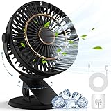 COZII Mini Ventilator, USB Ventilator Clip Ventilator Tischventilator mit LED-Anzeige, 5 Geschwindigkeiten 720° Drehung, 16cm Tragbarer Ventilator Leise für Zuhause, Büro, Outdoor, Reisen (Schwarz)