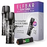 M&J Elfbar Ersatz Elfa Pods Turbo nachfüllbar I 2 Stück, 0,8 Ohm I ohne Liquid I Elfbar Pod für Elfa Basic Serie und Lost Mary Tappo Devices I inkl Testpackung Longpapers & Filter von Mari & Juan