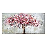Mintura Art Artwork Handgemaltes Wandbild 'Der große rote Baum' für Wohnzimmer, Acryl-Leinwand, Heimdekoration, Ölgemälde auf Leinwand, 90 x 180 cm, ungerahmt
