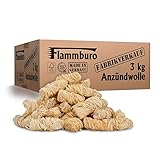 FLAMMBURO (3kg = ca. 240 Stück Anzündwolle für Kamin, Ofen und Grill – Ökologischer Holzanzünder, Kaminanzünder, Grillanzünder, Anzünder Holzwolle Varianten: (5kg) / (10kg) / (15kg)