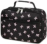 LEDAOU Kinder Lunchtasche Jungs Mädchen 5L Lunch bag Isoliertasche mit Reißverschluss Thermotasche Lunchbeutel Kühltasche für Schule Wandern Arbeit (Schwarzer Schmetterlingsknoten)