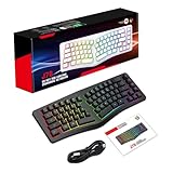 Annadue 69 Taste Ergonomische Geteilte Tastatur, Verdrahtete RGB -Backbeleuchtung Mechanischer Feeling -Tastatur mit 18 Lichtmodi, USB C Abnehmbarer Ruhiger Bürospielspieltastatur für PC (Black)
