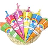 JOYEASE 12 Stück Schultüte Klein 28cm, Geschwister Schultüte Zuckertüte zum Befüllen, Geschwistertüte mit Namen für die Einschulung zum Schulanfang