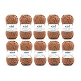 Gründl Wolle Cotton Quick Uni - 10 x 50 g - Strickgarn - Häkelgarn - 100 % Baumwolle - Hautfreundlich & Pflegeleicht - Nadelstärke 3-4 - Karamell, Caramell