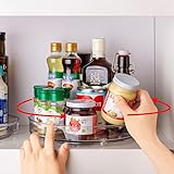 Fiambrera Drehteller Kühlschrank Organizer Lazy Susan 23,5cm, Küchen Gewürzregal Gewürz Organizer, Drehbares Organizer für Schrank Unterschrank Waschbecken Schminktisch (Transparent)