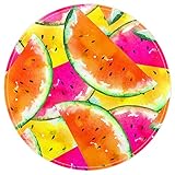 EZIOLY Wasserfarben-Wassermelonen-Teppich, rutschfest, waschbar, rund, Badematte, Bodenmatte für Wohnzimmer, Schlafzimmer, Küche, Baby-Spielzimmer, 40 x 40 cm