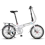 Faltrad, 20 Zoll, 7-Gang, Leichter Aluminiumrahmen, faltbar, kompakt, mit Schutzblechen und Komfortsattel für Erwachsene, Schwarz
