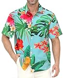 Gavliuu Hawaii Hemd Männer, Herren Hawaiihemd Casual Freizeit Blumen Kurzarmhemd