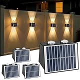 SternSinn Solar Wandleuchte Aussen, 4 Stück Solarlampen für Außen Wand, IP65 Wasserdicht mit 4 LEDs, Wandleuchte Solar Außen für Garten/Balkon/Terrasse/Wand, Warmweiß