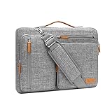 MOSISO 360 Schützend Laptop Schultertasche,15-15,6 Zoll Laptoptasche Kompatibel mit MacBook Pro 16,HP,Dell,Lenovo,Asus Notebook,Seite Offen Tasche mit 4 Reißverschluss Taschen&Griff,Grau