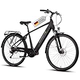 SAXONETTE E Bike Herren 28 Zoll Trekking Elektro Fahrrad mit Mittel Motor 70NM， 36V 11.4Ah 418Wh Akku, 120KM Lange Range, 9 Gäng E-Trekking Bike für Herren und Damen RH48CM