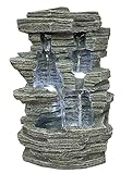 Zen'Light Innenbrunnen Nature Cascade Effect Stone Felslicht Weiß, Geschenkidee, bewegliche Innenausstattung-Entspannender Zen-Tischbrunnen, Glücksobjekt, H 28cm-Grand Canyon, grau, Large