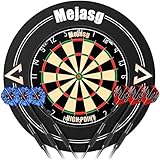 Mejasg Profi Dartscheibe Kork mit PU Dartscheibe Surround, Dartscheibe Sisal Steeldartscheibe mit 6 Dartpfeile aus Metall & Abnehmbaren Zahlenring, Klassische Dartboard Dartscheibe Set für Erwachsene