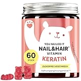 Keratin-Gummibärchen –You Nailed It - für Haare & Nägel – mit Vitamin C, E, Selen, Zink, Kupfer & Biotin – 400 mg Keratin – 60 Stück - Zuckerfrei, Vegetarisch - Bears with Benefits